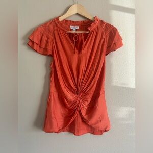 Current Air  Orange Women's  tiered Sleeve Blouse Small‎ NWT